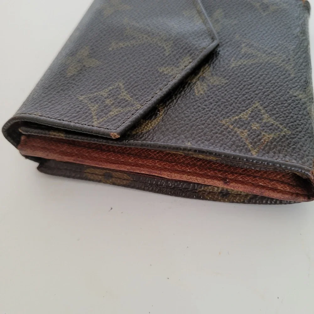 Louis Vuitton Monogram Canvas Elise Trifold Wallet Brown Compact Wallet